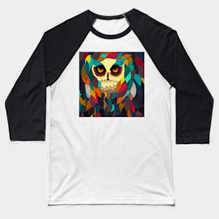 Abstract owl with leaves Baseball T-Shirt